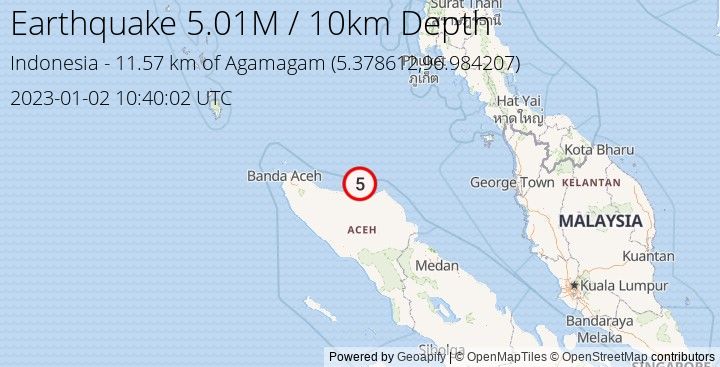 Earthquake M5.01 - 11.569 km of Agamagam - Indonesia