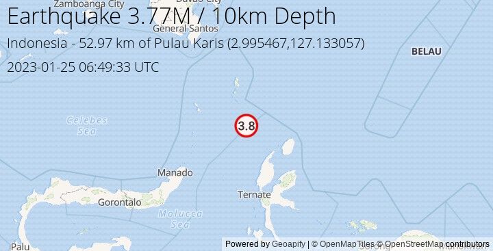 Earthquake M3.77 - 52.974 km of Pulau Karis - Indonesia