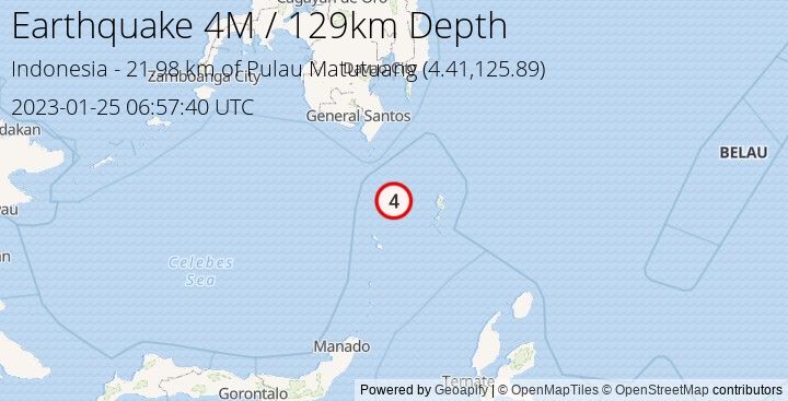 Earthquake M4 - 21.978 km of Pulau Matutuang - Indonesia