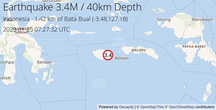 Earthquake M3.4 - 1.419 km of Bata Bual - Indonesia