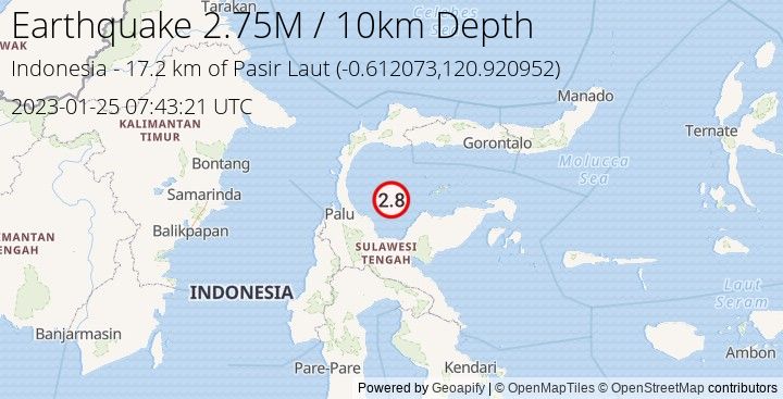 Earthquake M2.75 - 17.196 km of Pasir Laut - Indonesia