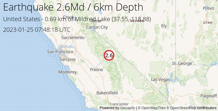 Earthquake Md2.6 - 0.685 km of Mildred Lake - United States