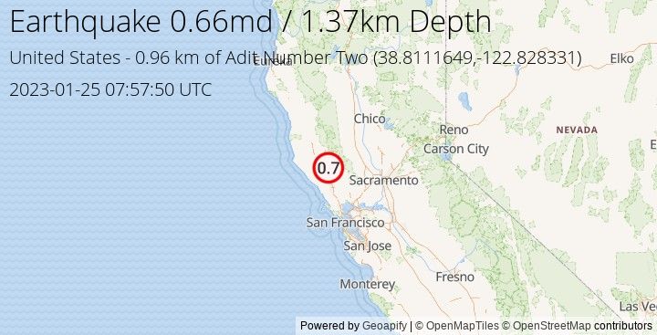 Earthquake md0.66 - 0.964 km of Adit Number Two - United States