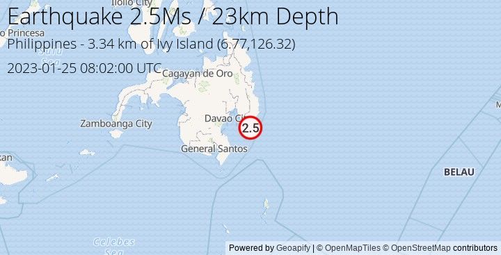 Earthquake Ms2.5 - 3.343 km of Ivy Island - Philippines