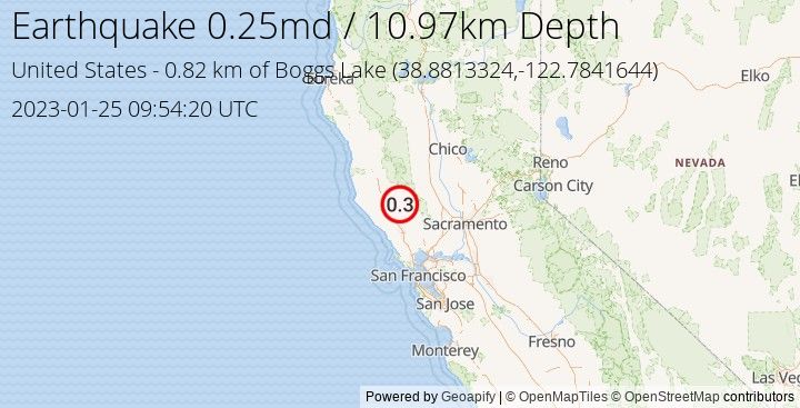 Earthquake md0.25 - 0.817 km of Boggs Lake - United States