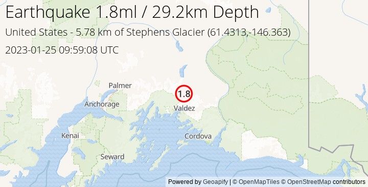 Earthquake ml1.8 - 5.782 km of Stephens Glacier - United States