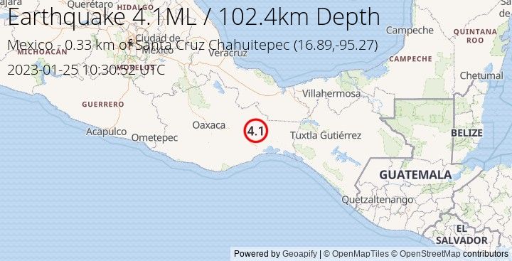 Earthquake ML4.1 - 0.334 km of Santa Cruz Chahuitepec - Mexico