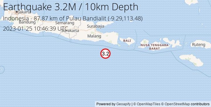 Earthquake M3.2 - 87.874 km of Pulau Bandialit - Indonesia