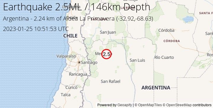 Earthquake ML2.5 - 2.238 km of Aldea La Primavera - Argentina