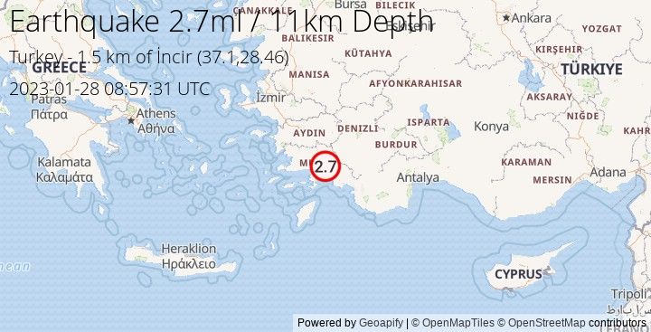 Earthquake ml2.7 - 1.495 km of İncir - Turkey