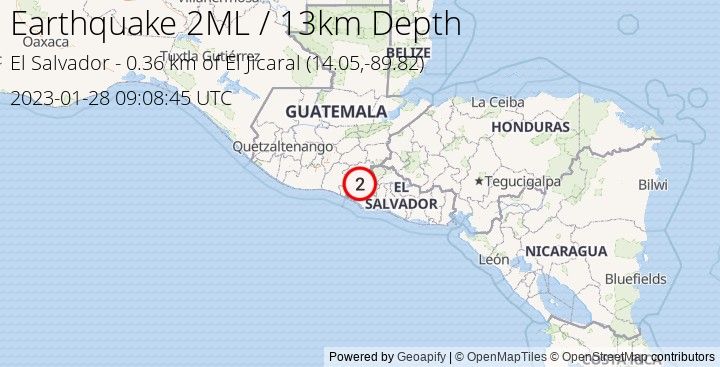 Earthquake ML2 - 0.359 km of El Jicaral - El Salvador