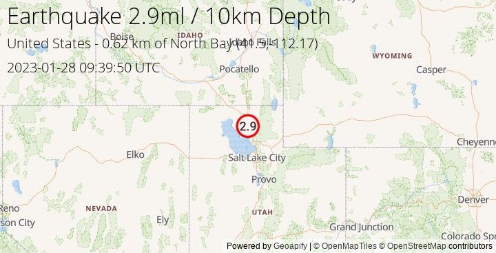 Earthquake ml2.9 - 0.617 km of North Bay - United States