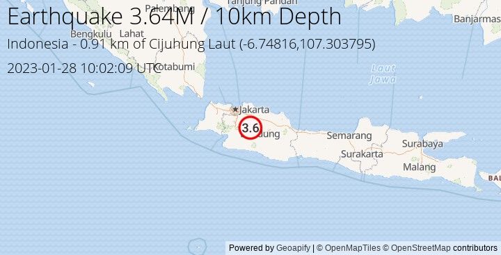 Earthquake M3.64 - 0.914 km of Cijuhung Laut - Indonesia