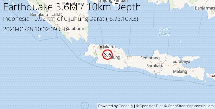 Earthquake M3.6 - 0.919 km of Cijuhung Darat - Indonesia