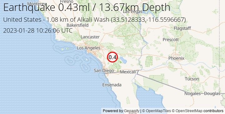 Earthquake ml0.43 - 1.082 km of Alkali Wash - United States