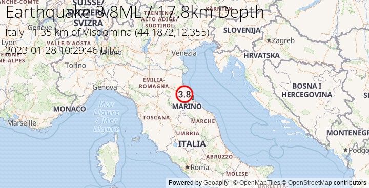 Earthquake ML3.8 - 1.35 km of Visdomina - Italy