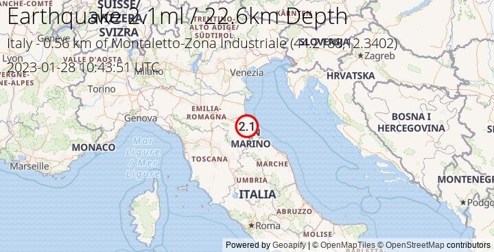 Earthquake ml2.1 - 0.564 km of Montaletto-Zona Industriale - Italy