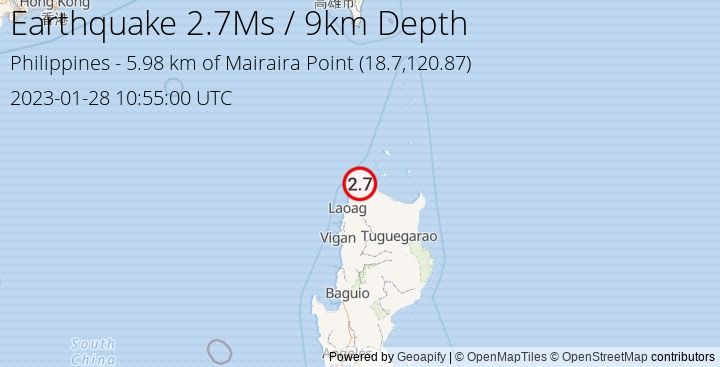 Earthquake Ms2.7 - 5.983 km of Mairaira Point - Philippines