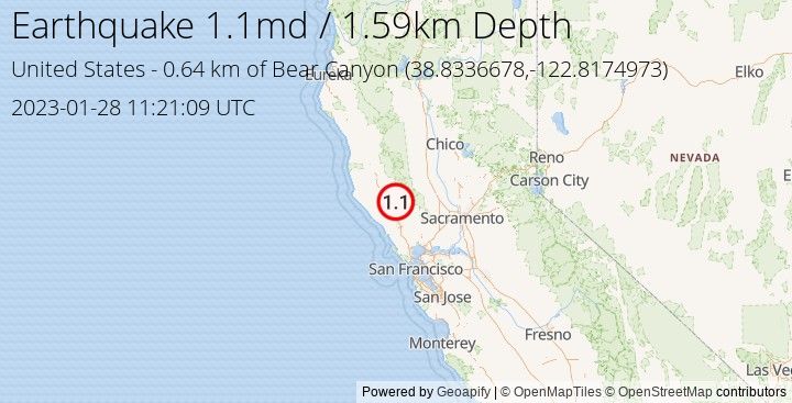Earthquake md1.1 - 0.641 km of Bear Canyon - United States