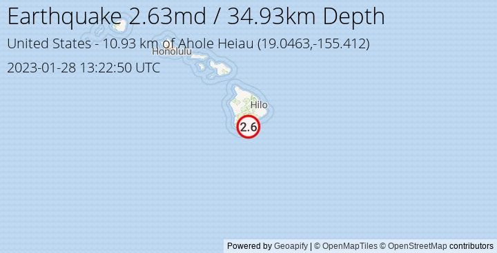 Earthquake md2.63 - 10.926 km of Ahole Heiau - United States