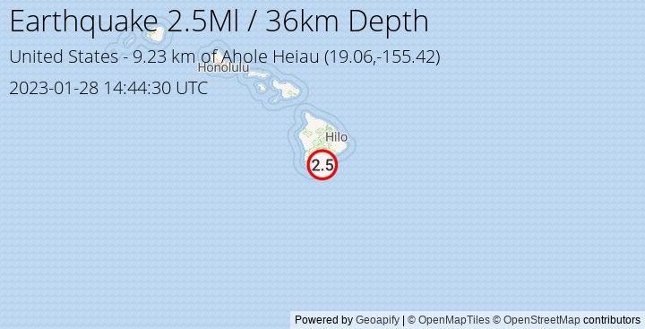 Earthquake Ml2.5 - 9.227 km of Ahole Heiau - United States