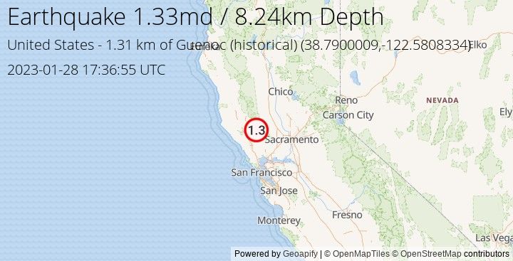 Earthquake md1.33 - 1.305 km of Guenoc (historical) - United States