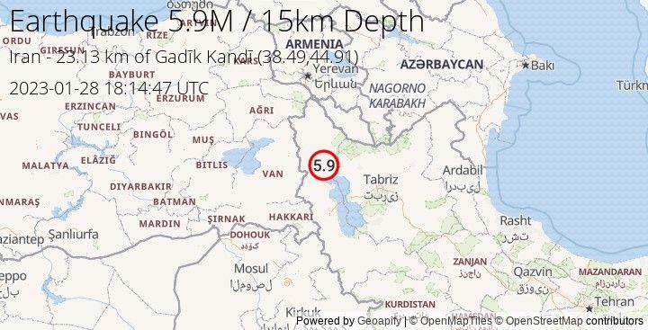 Earthquake M5.9 - 23.126 km of Gadīk Kandī - Iran