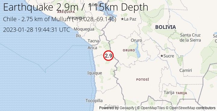 Earthquake m2.9 - 2.747 km of Mulluri - Chile