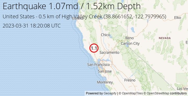 Earthquake md1.07 - 0.498 km of High Valley Creek - United States