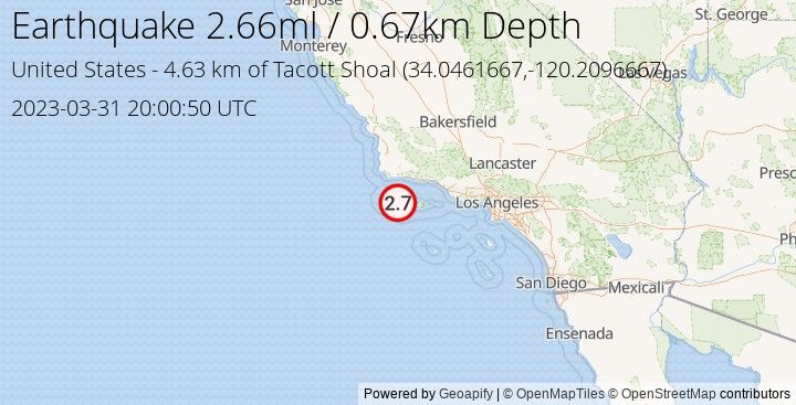 Earthquake ml2.66 - 4.629 km of Tacott Shoal - United States