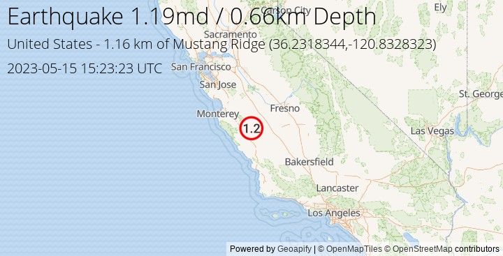Earthquake md1.19 - 1.161 km of Mustang Ridge - United States