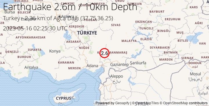 Earthquake m2.6 - 2.363 km of Ağca Dağı - Turkey
