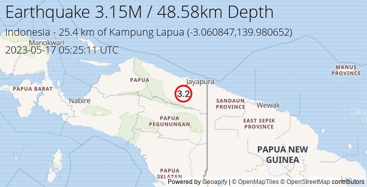 Earthquake M3.15 - 25.397 km of Kampung Lapua - Indonesia
