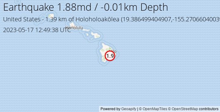 Earthquake md1.88 - 1.39 km of Holoholoakōlea - United States