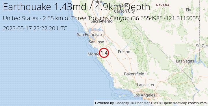 Earthquake md1.43 - 2.547 km of Three Troughs Canyon - United States