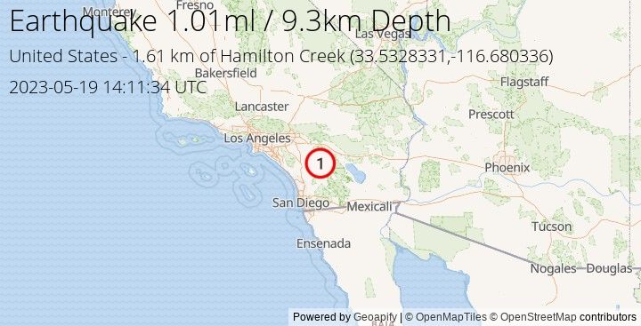 Earthquake ml1.01 - 1.605 km of Hamilton Creek - United States