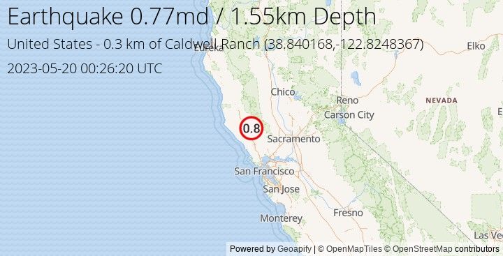 Earthquake md0.77 - 0.3 km of Caldwell Ranch - United States
