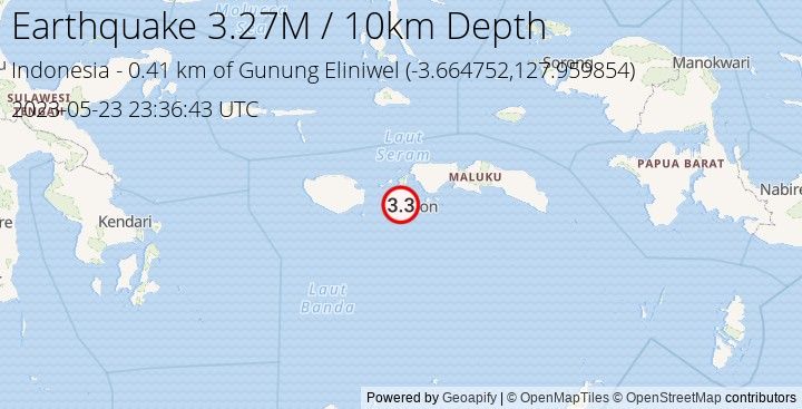 Earthquake M3.27 - 0.409 km of Gunung Eliniwel - Indonesia
