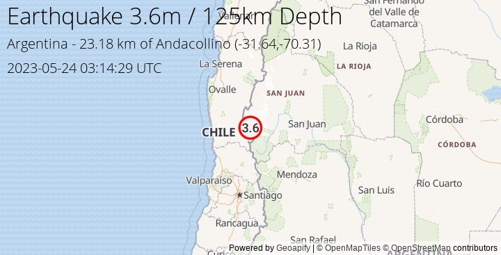 Earthquake m3.6 - 23.183 km of Andacollino - Argentina