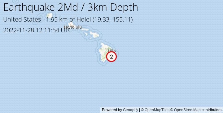 Earthquake Md2 - 1.949 km of Holei - United States