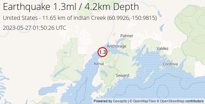 Earthquake ml1.3 - 11.647 km of Indian Creek - United States
