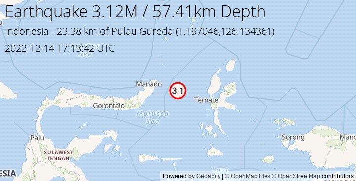Earthquake M3.12 - 23.383 km of Pulau Gureda - Indonesia