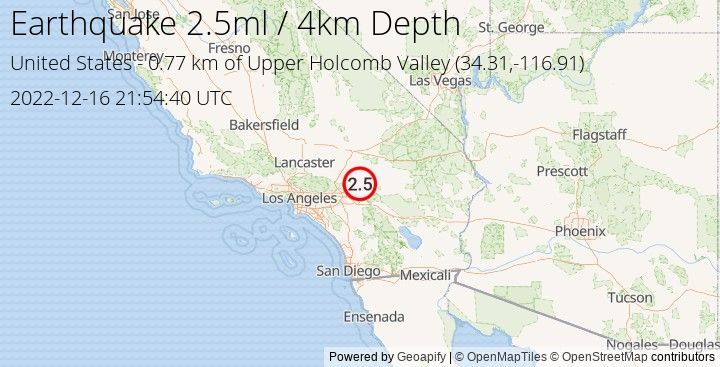 Earthquake ml2.5 - 0.771 km of Upper Holcomb Valley - United States