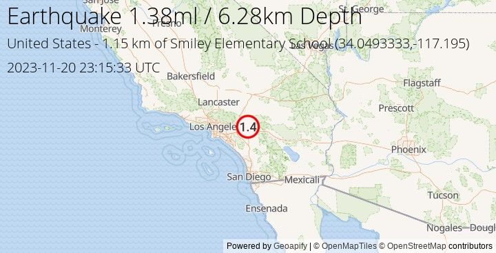 Earthquake ml1.38 - 1.148 km of Smiley Elementary School - United States