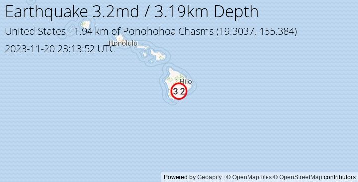 Earthquake md3.2 - 1.944 km of Ponohohoa Chasms - United States
