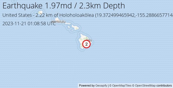 Earthquake md1.97 - 2.217 km of Holoholoakōlea - United States