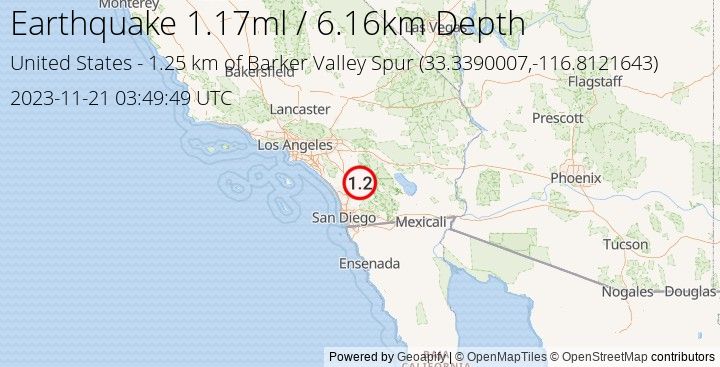 Earthquake ml1.17 - 1.25 km of Barker Valley Spur - United States