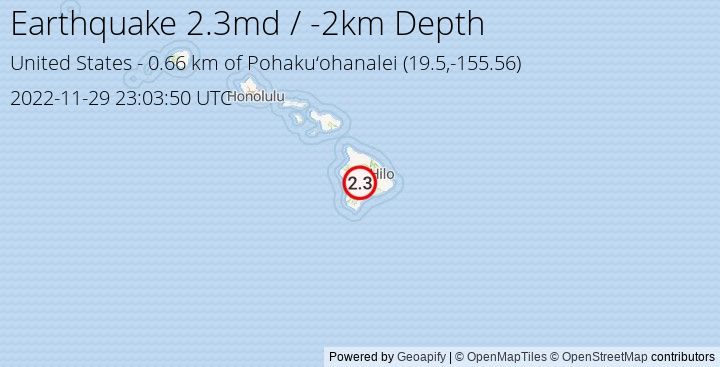 Earthquake md2.3 - 0.659 km of Pohaku‘ohanalei - United States