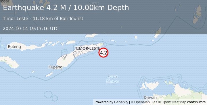 Earthquake Timor Sea (4.2 M) (2024-10-14 19:17:16 UTC)