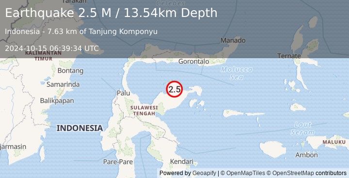 Earthquake Minahassa Peninsula, Sulawesi (2.5 M) (2024-10-15 06:39:34 UTC)